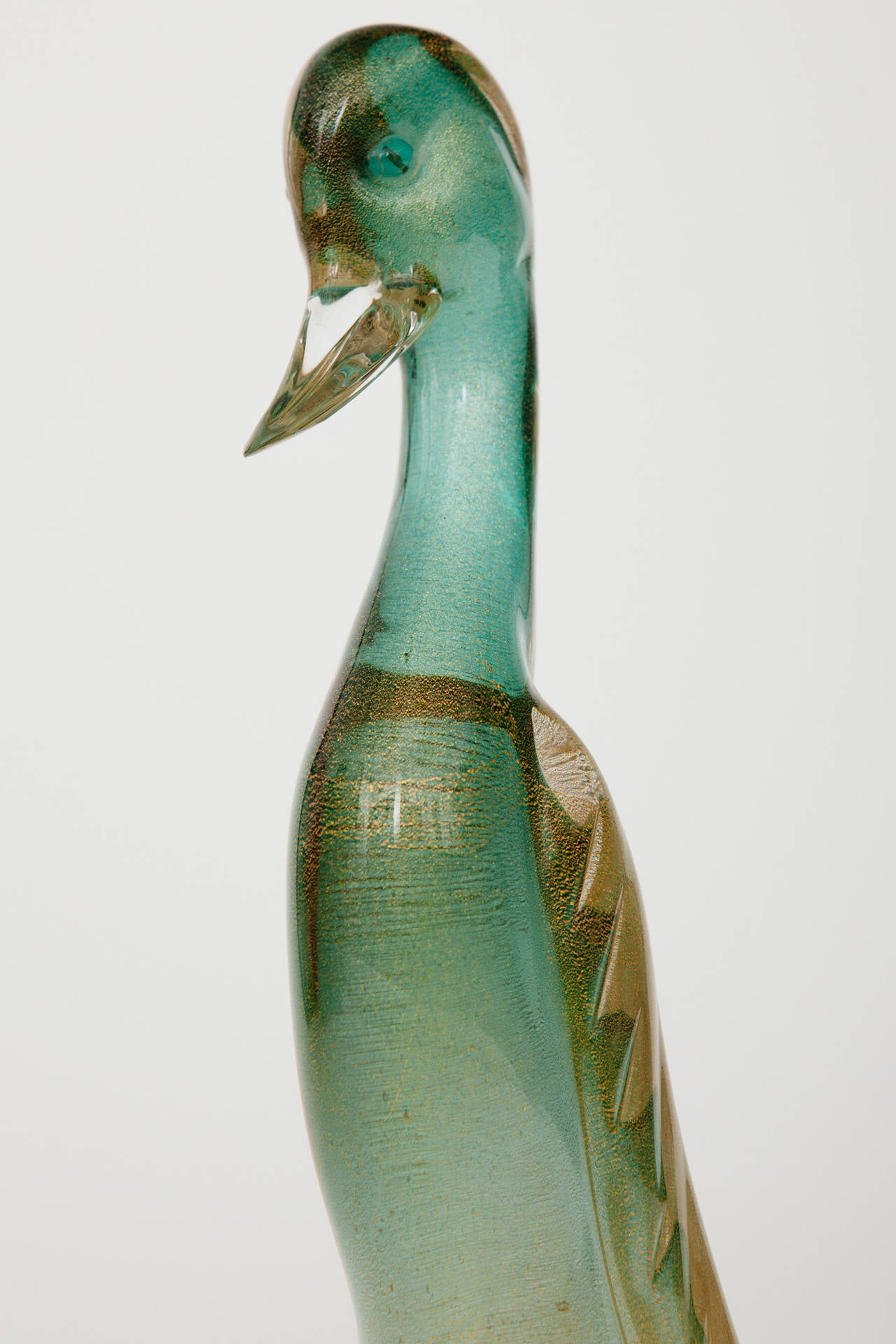 20th Century Murano Glass Duck with Gold Leaf