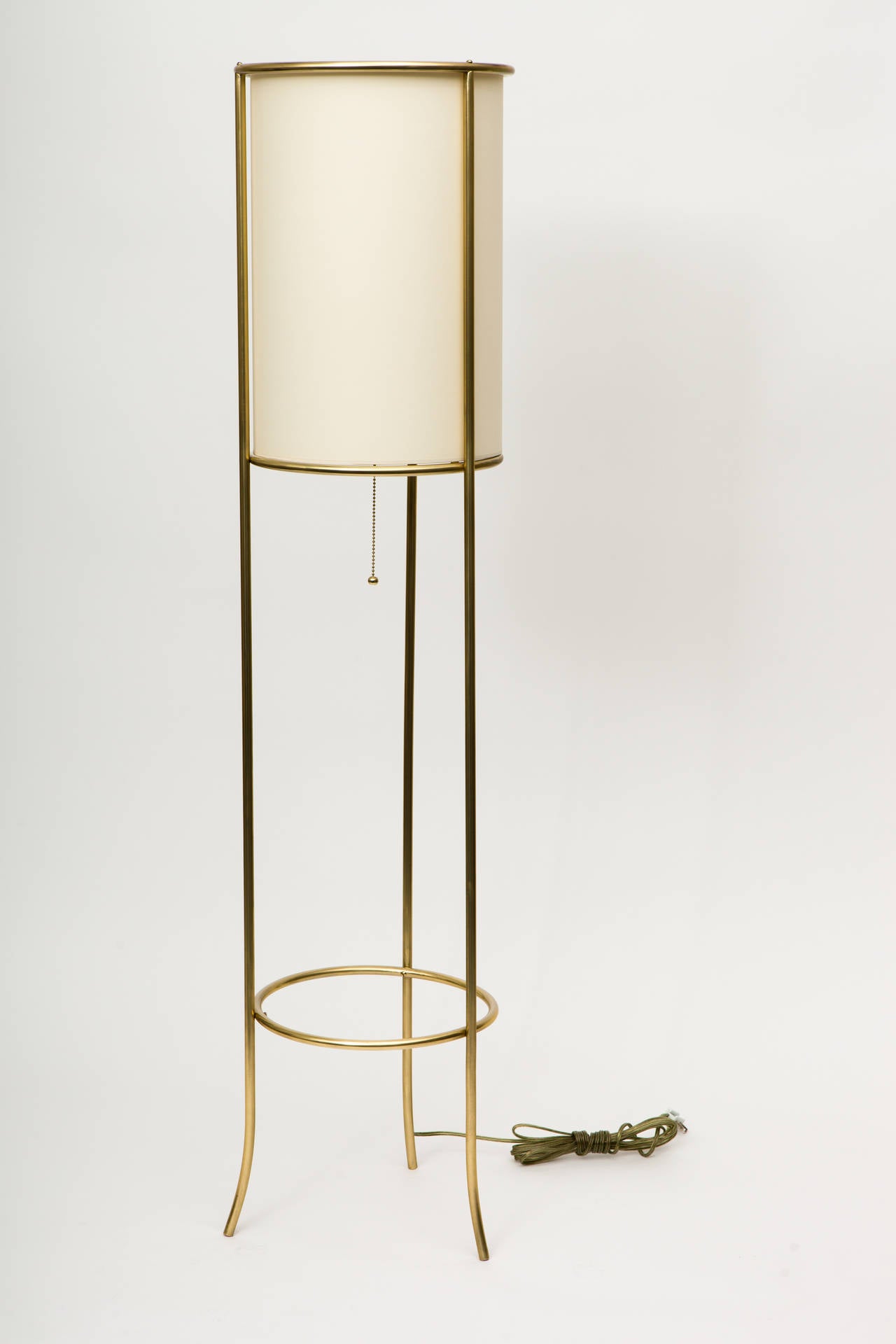Contemporary Pair of Tripod Brass Floor Lamps in the Manner of T.H. Robsjohn-Gibbings
