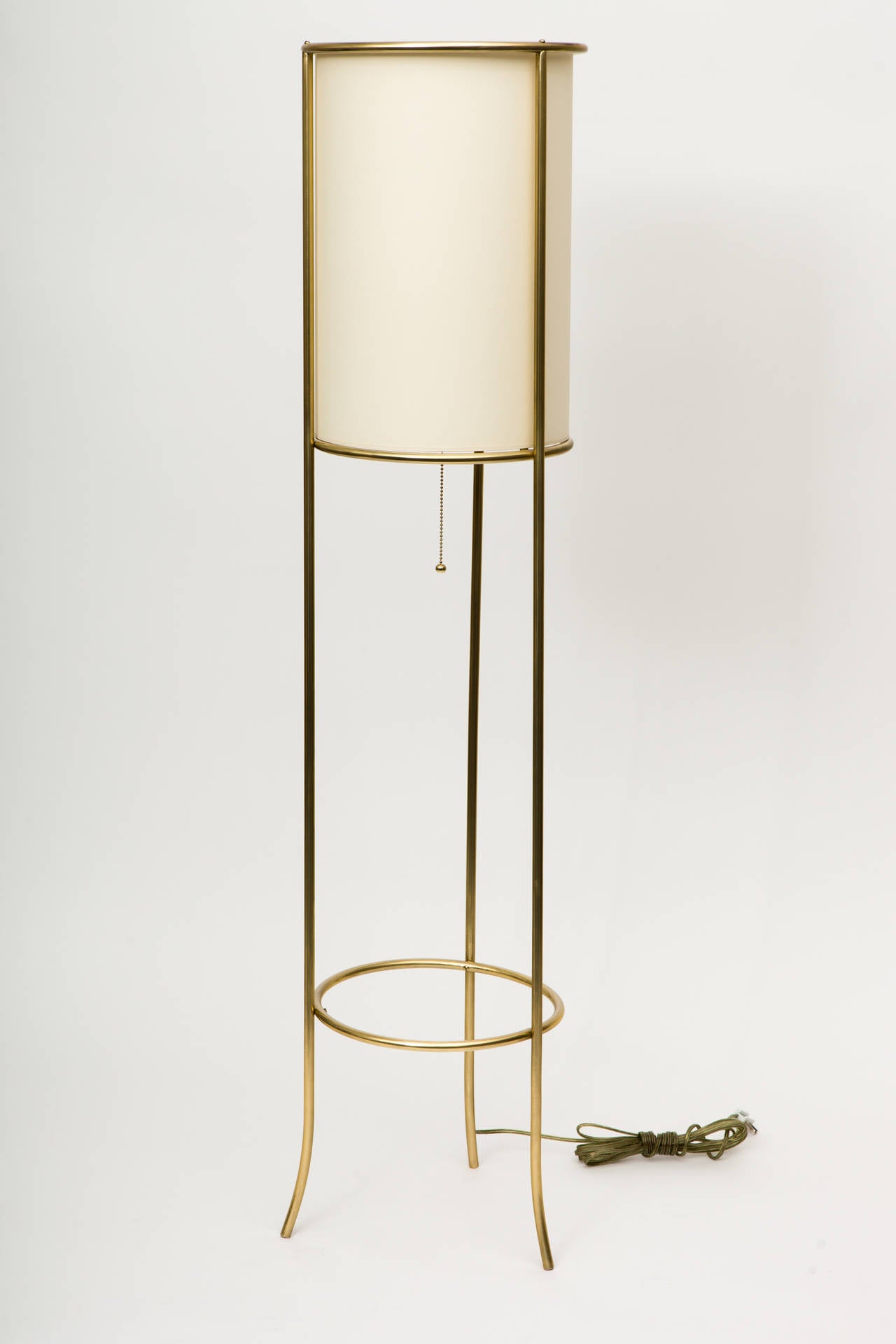 Pair of Tripod Brass Floor Lamps in the Manner of T.H. Robsjohn-Gibbings 1