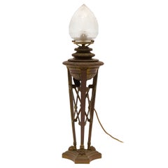 French Bronze 19th Century Converted Oil Lamp