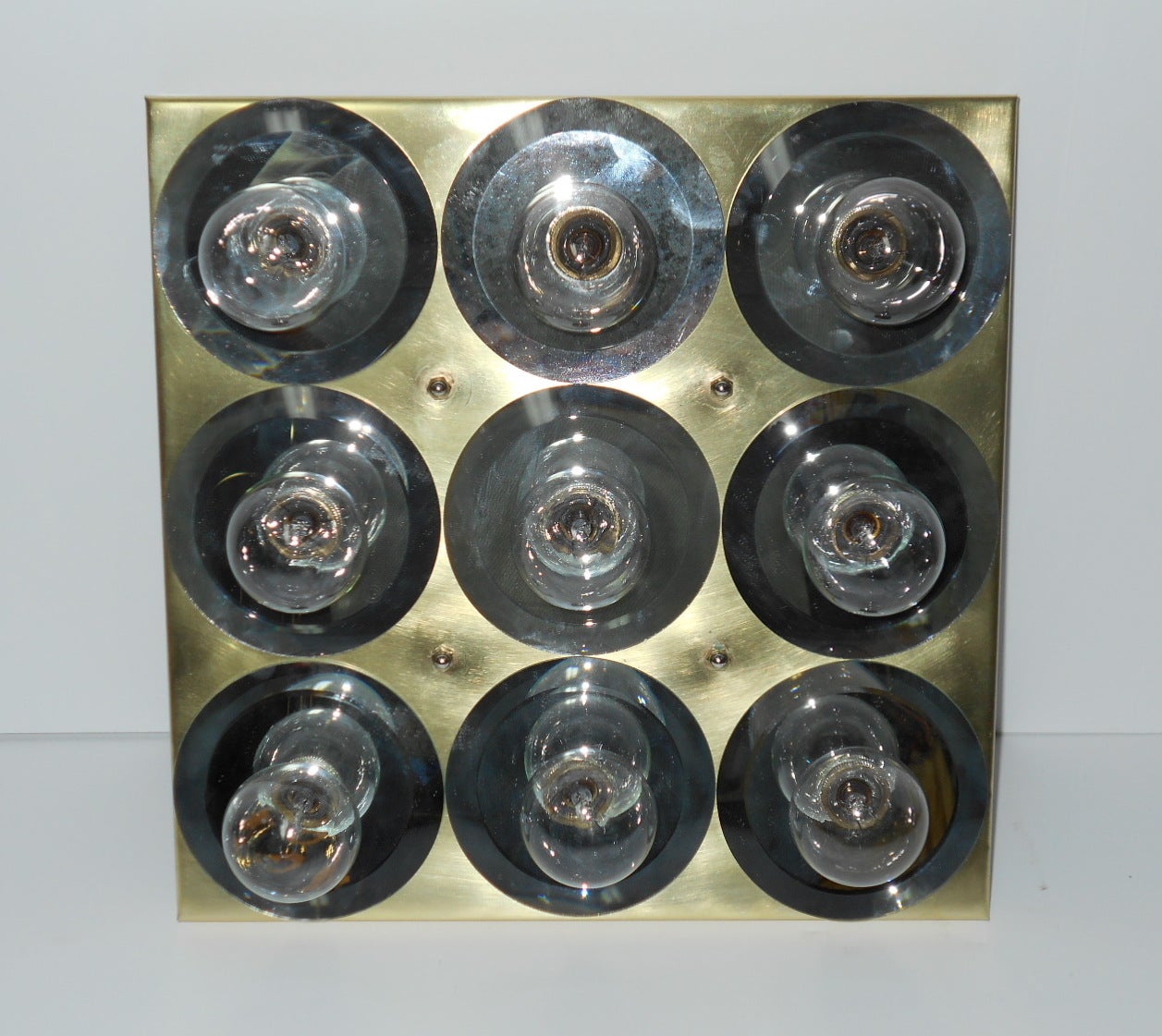 Mid-Century Modern Mid Century Brass Flush Mount Light Fixture By Lightolier