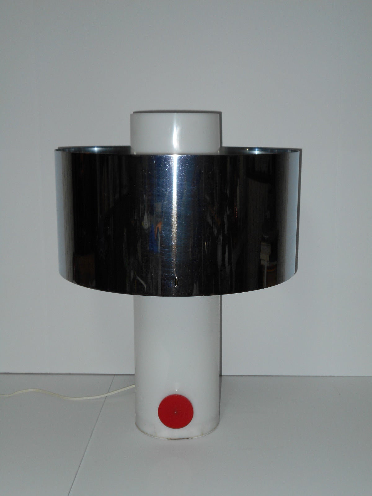Italian Acrylic Table Lamp with Chrome Shade at 1stDibs