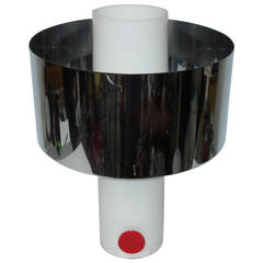 Italian Acrylic Table Lamp with Chrome Shade