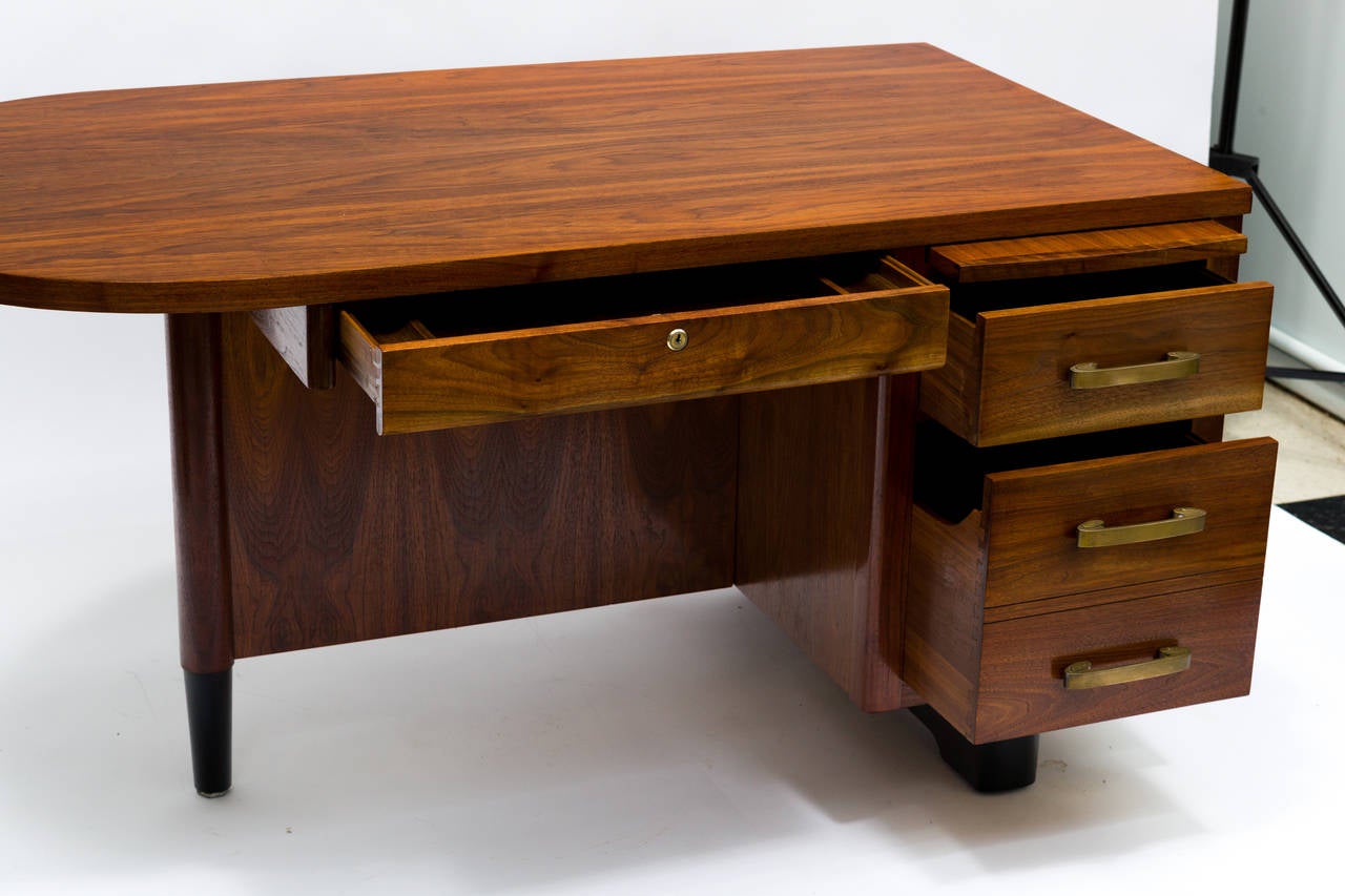 Antique Art Deco Walnut Desk 2
