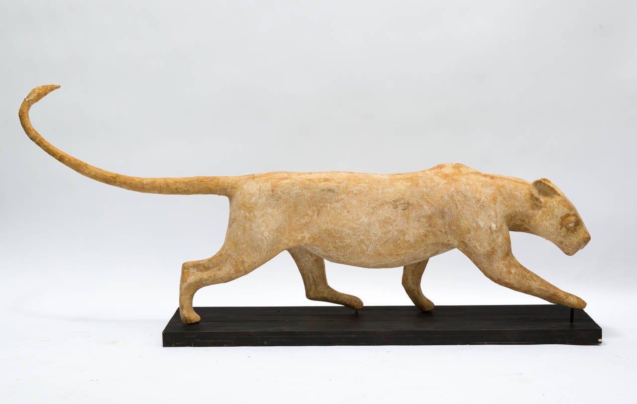 French Life Size Papier-Mâché Taxidermy Model of Panther