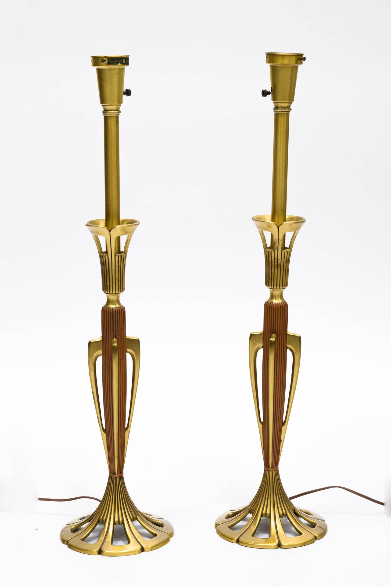 Pair of signed Rembrandt table lamps.