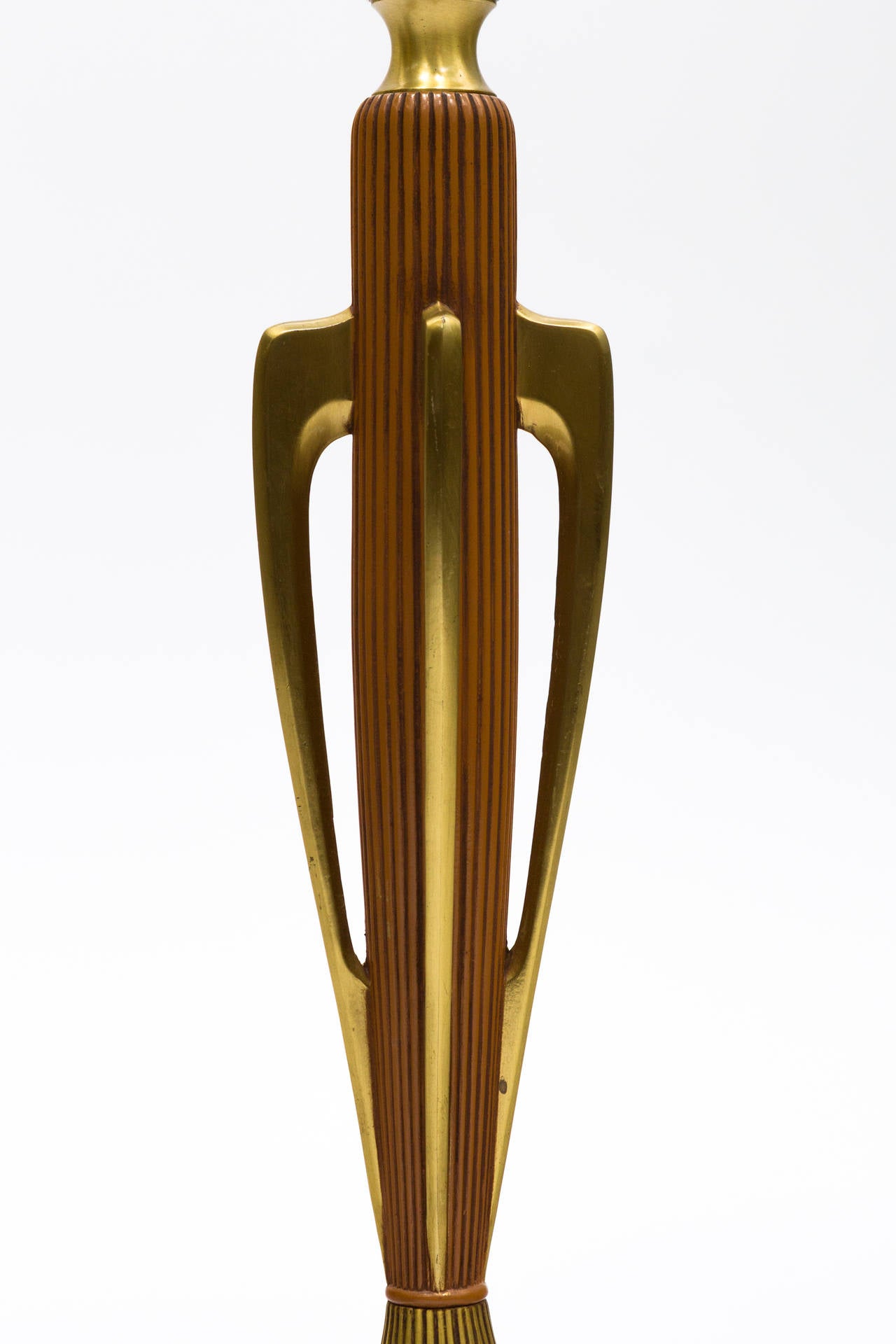Hollywood Regency Pair of Brass Sculptural Rembrandt Table Lamps