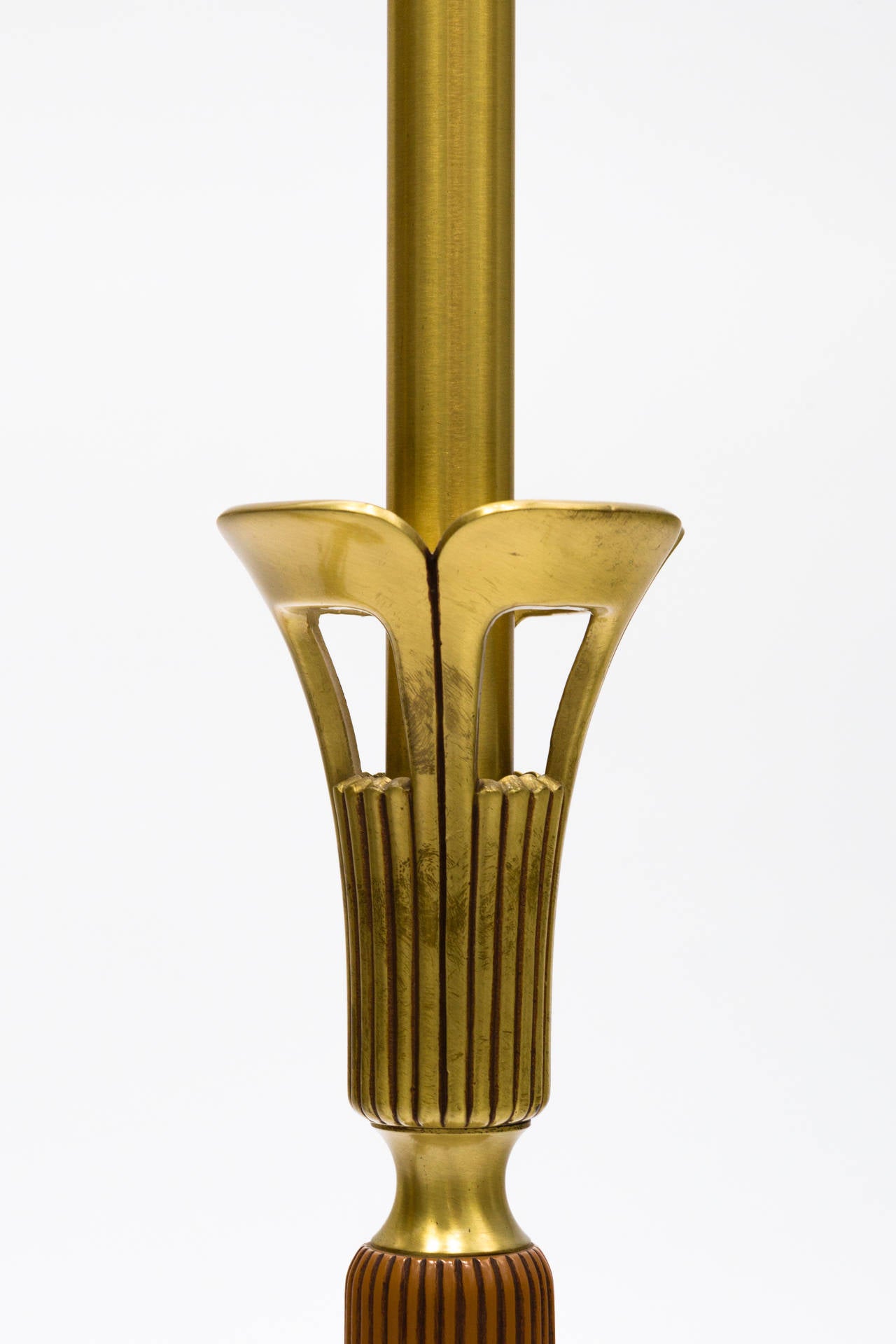 American Pair of Brass Sculptural Rembrandt Table Lamps