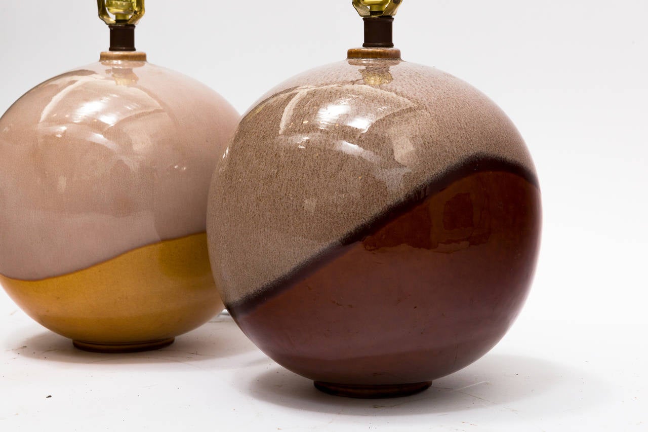 Late 20th Century Pair of Ceramic Ball-Shaped Table Lamps
