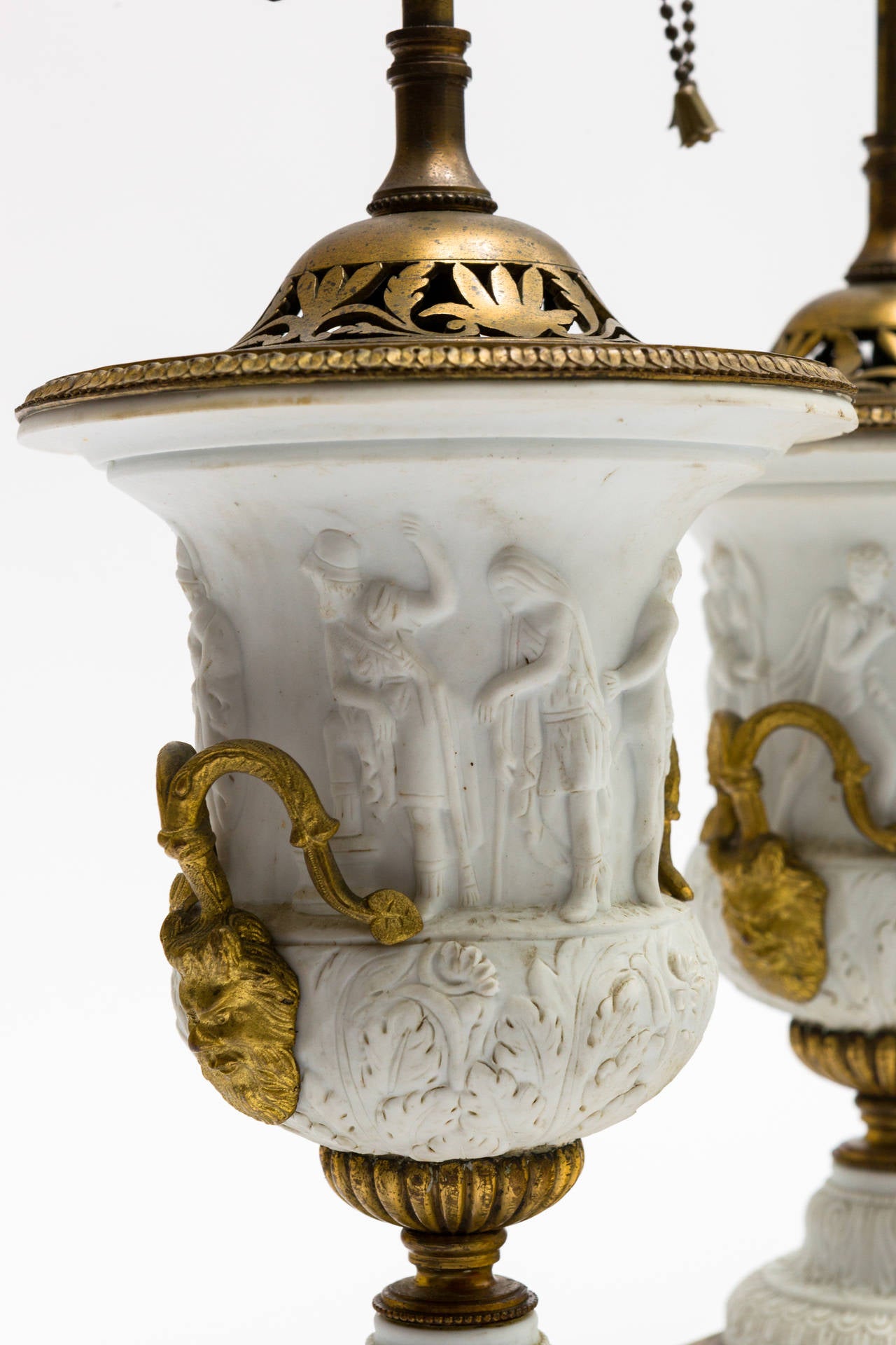 Pair of French Parian Ware Urn Lamps 1