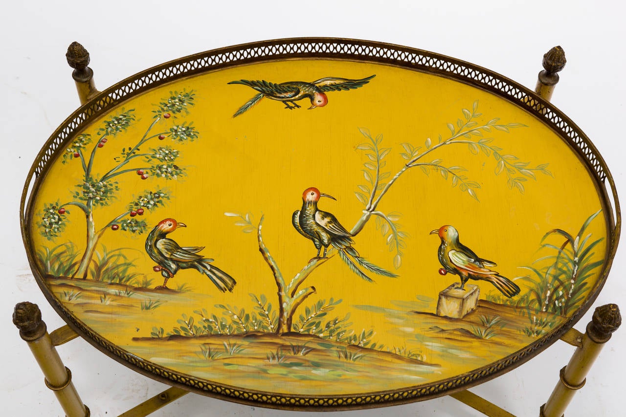 Mid-20th Century Tole Bird Tray Table and Base