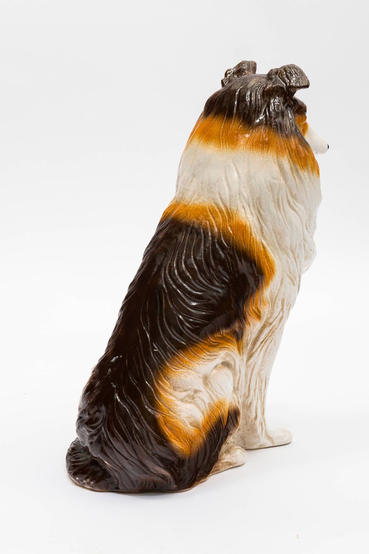 Late 20th Century Ceramic Life Size Collie Dog