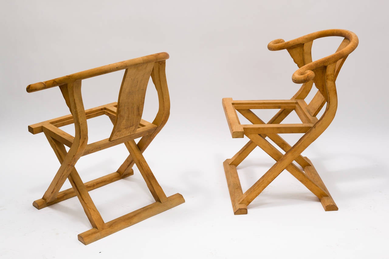 PAIR  Of Unfinished Wooden Chairs In Good Condition In Tarrytown, NY