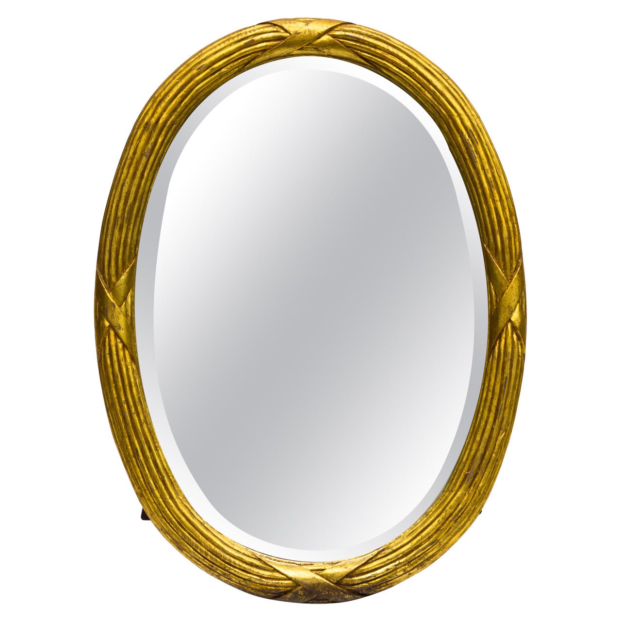 Carved Italian Giltwood Oval Mirror