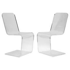 Pair of Lucite Cantilever Chairs