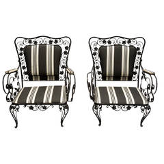 Pair of French 1940s Wrought Iron Outdoor Chairs