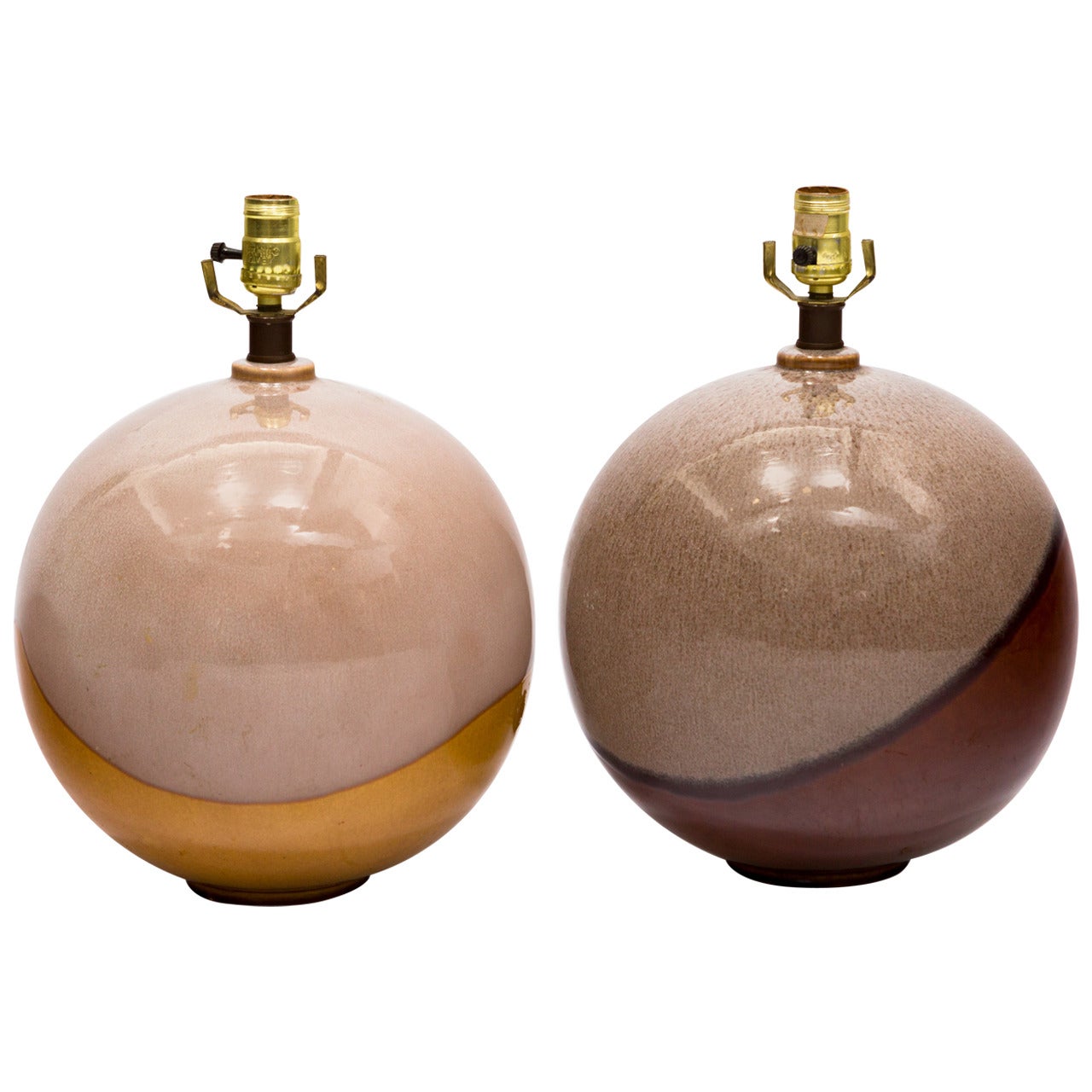 Pair of Ceramic Ball-Shaped Table Lamps