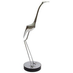 Monumental Curtis Jere Aluminum and Chrome Heron Sculpture