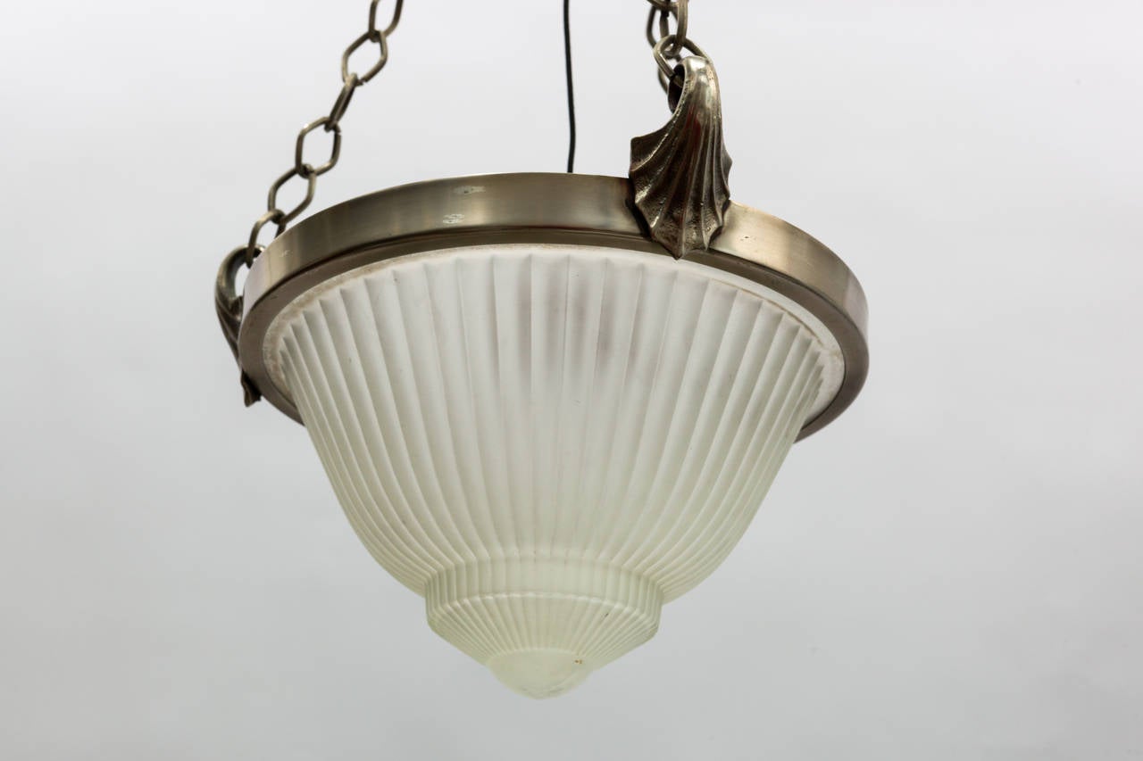 20th Century Art Deco Style  Molded Glass Hanging Light Fixture For Sale