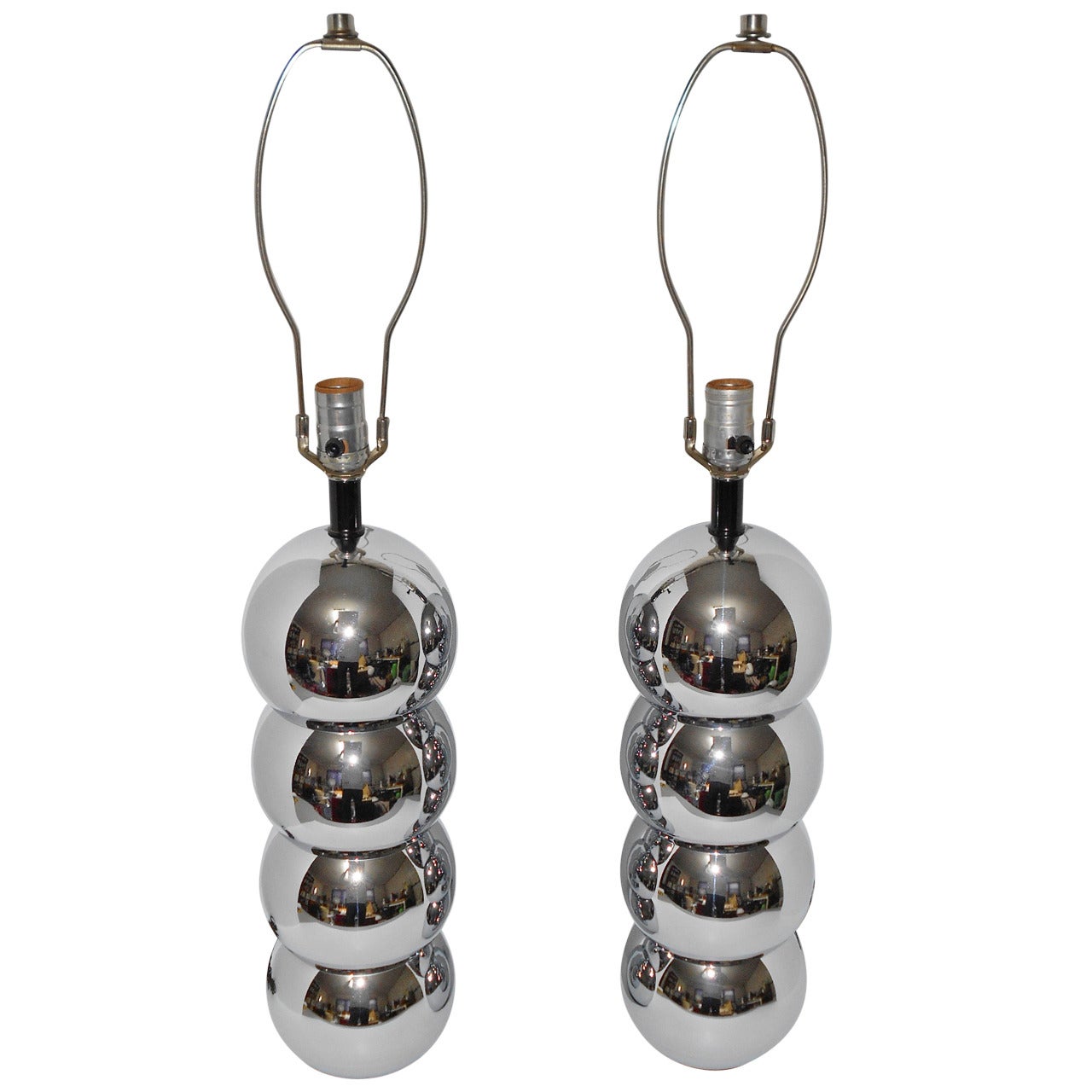 Pair of George Kovacs Chrome Ball Table Lamps