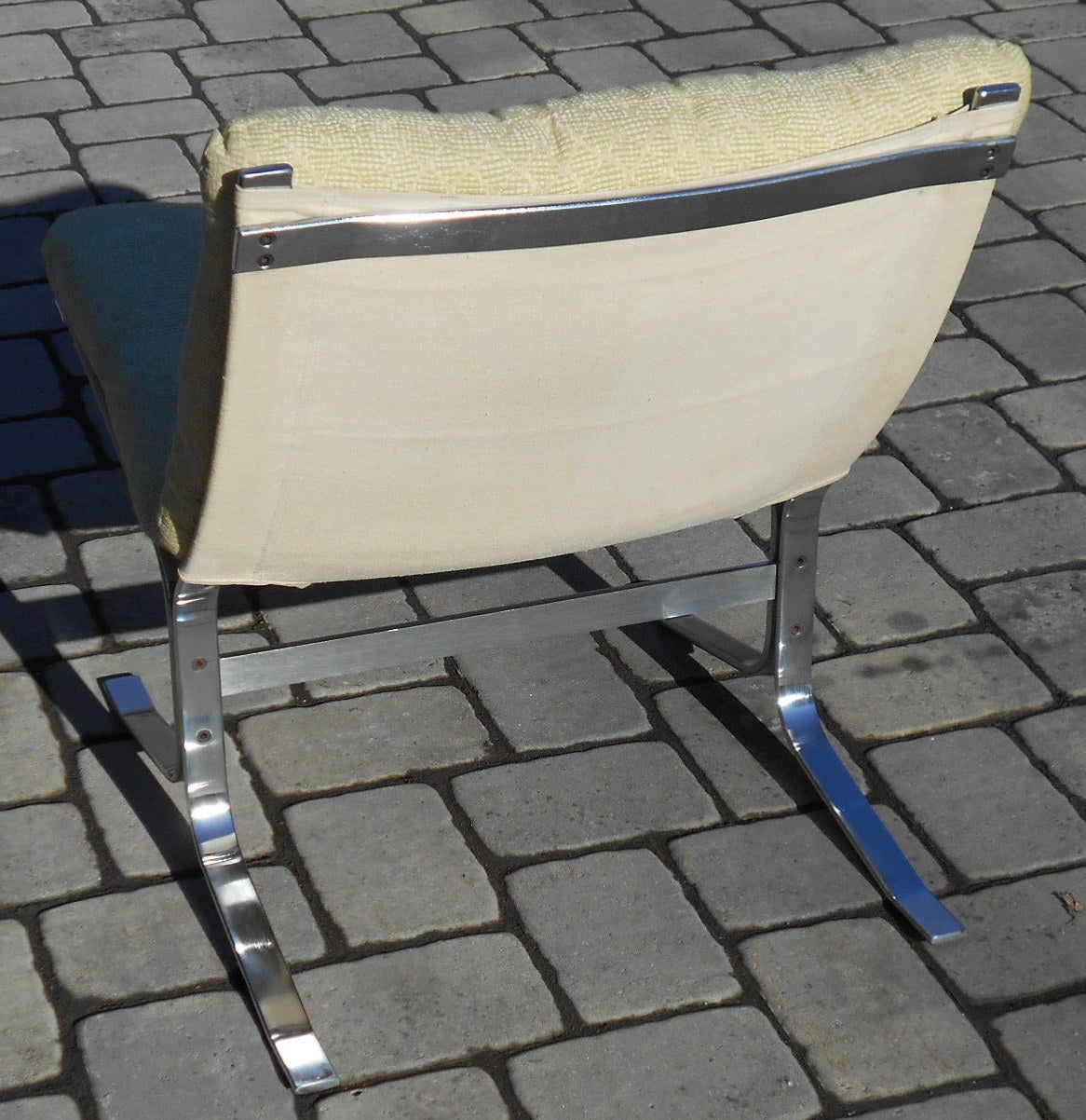 Mid-Century Modern Pair of Italian Brushed Chrome Lounge Chairs