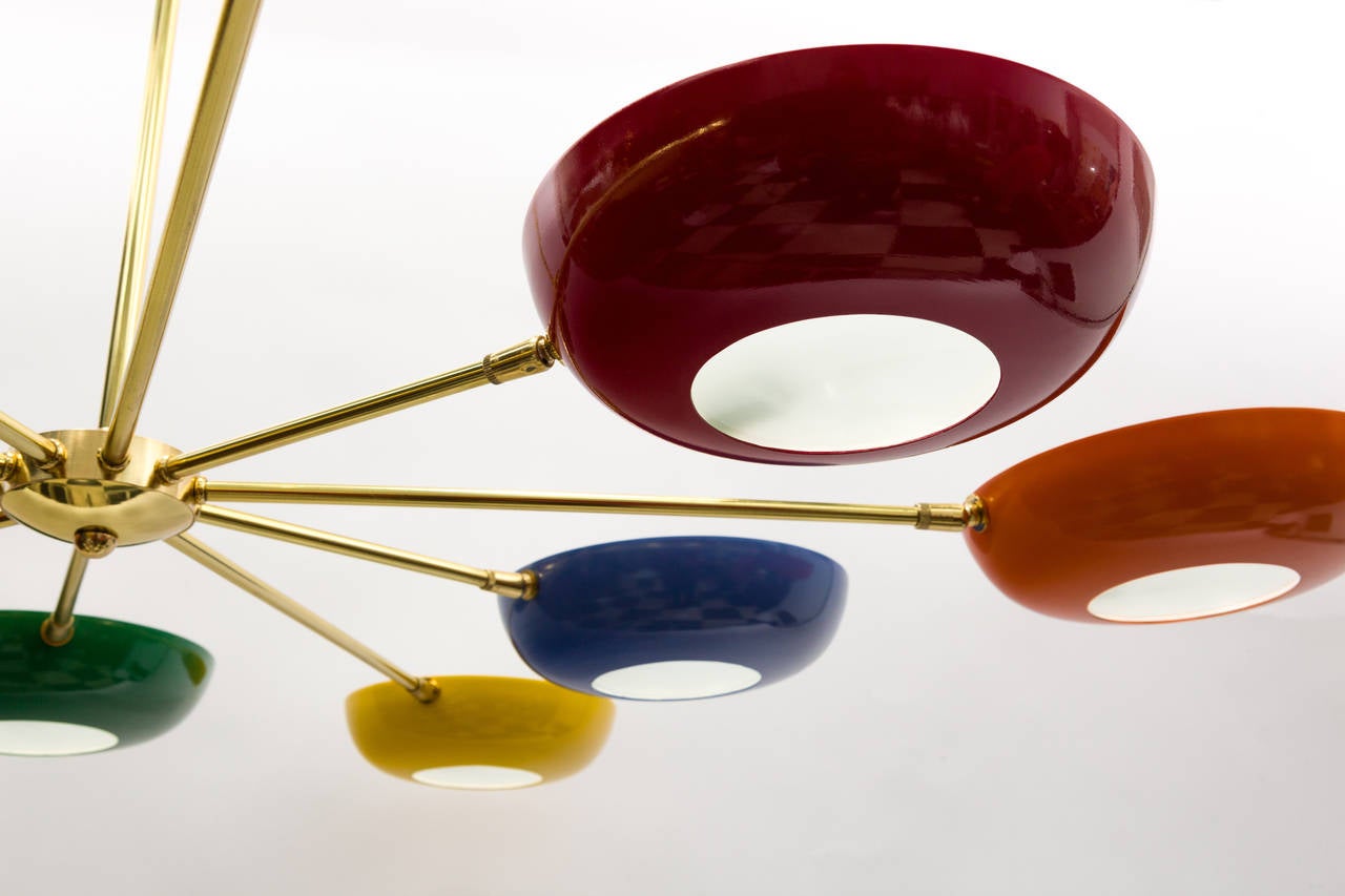 Contemporary Stilnovo Style Multicolored Sputnik Chandelier For Sale