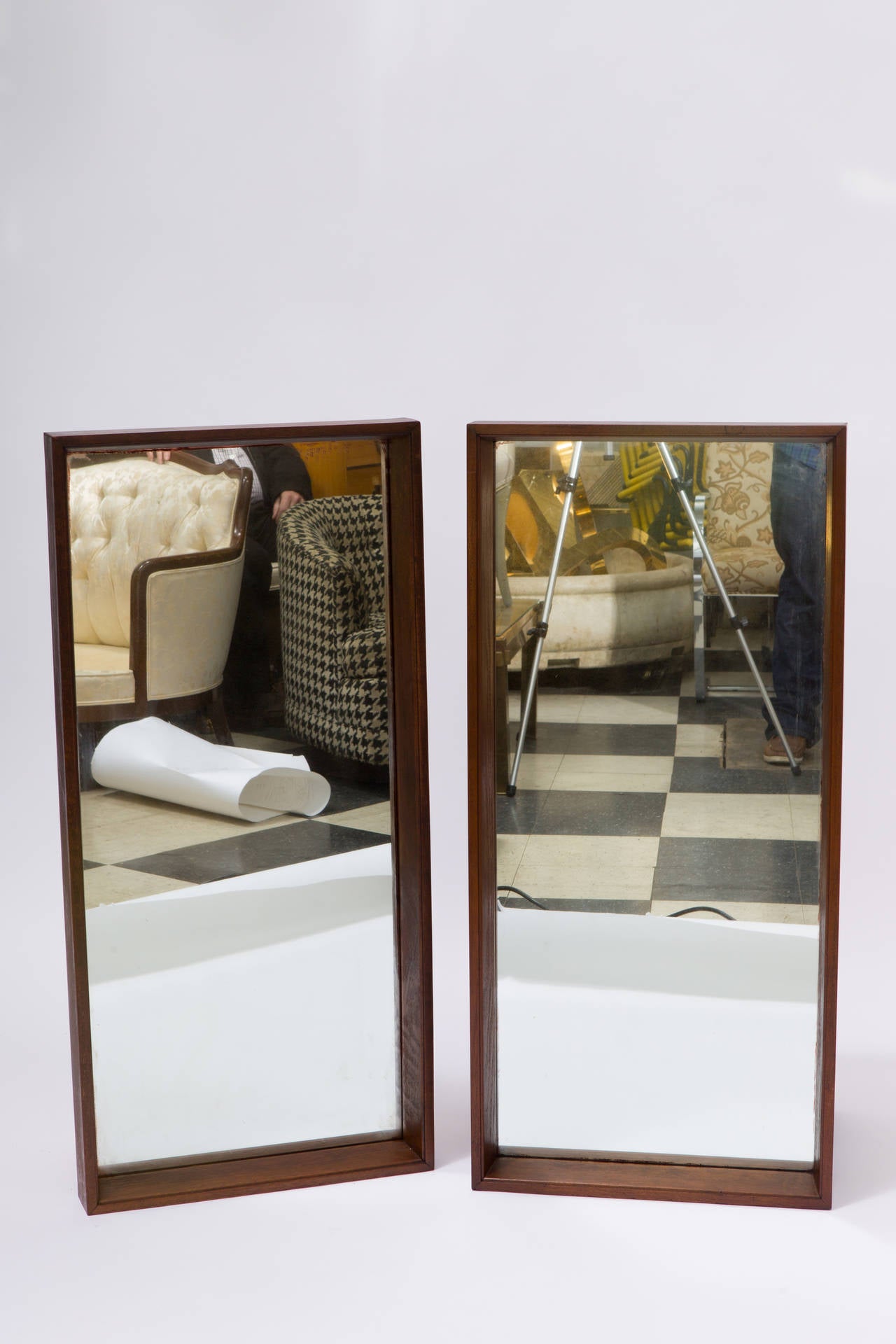 Mid-Century Modern Pair of 1950s Shadow Box Mirrors