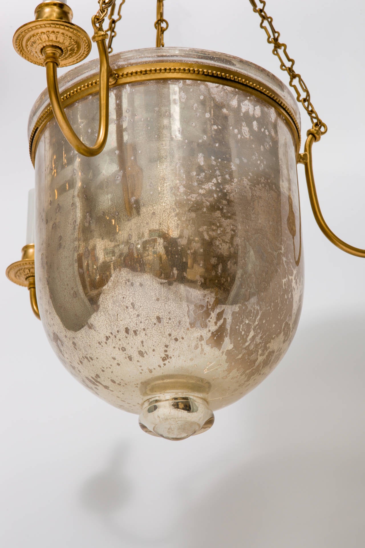 Mid-Century Modern Mercury Glass Bell Jar Hurricane Lantern For Sale