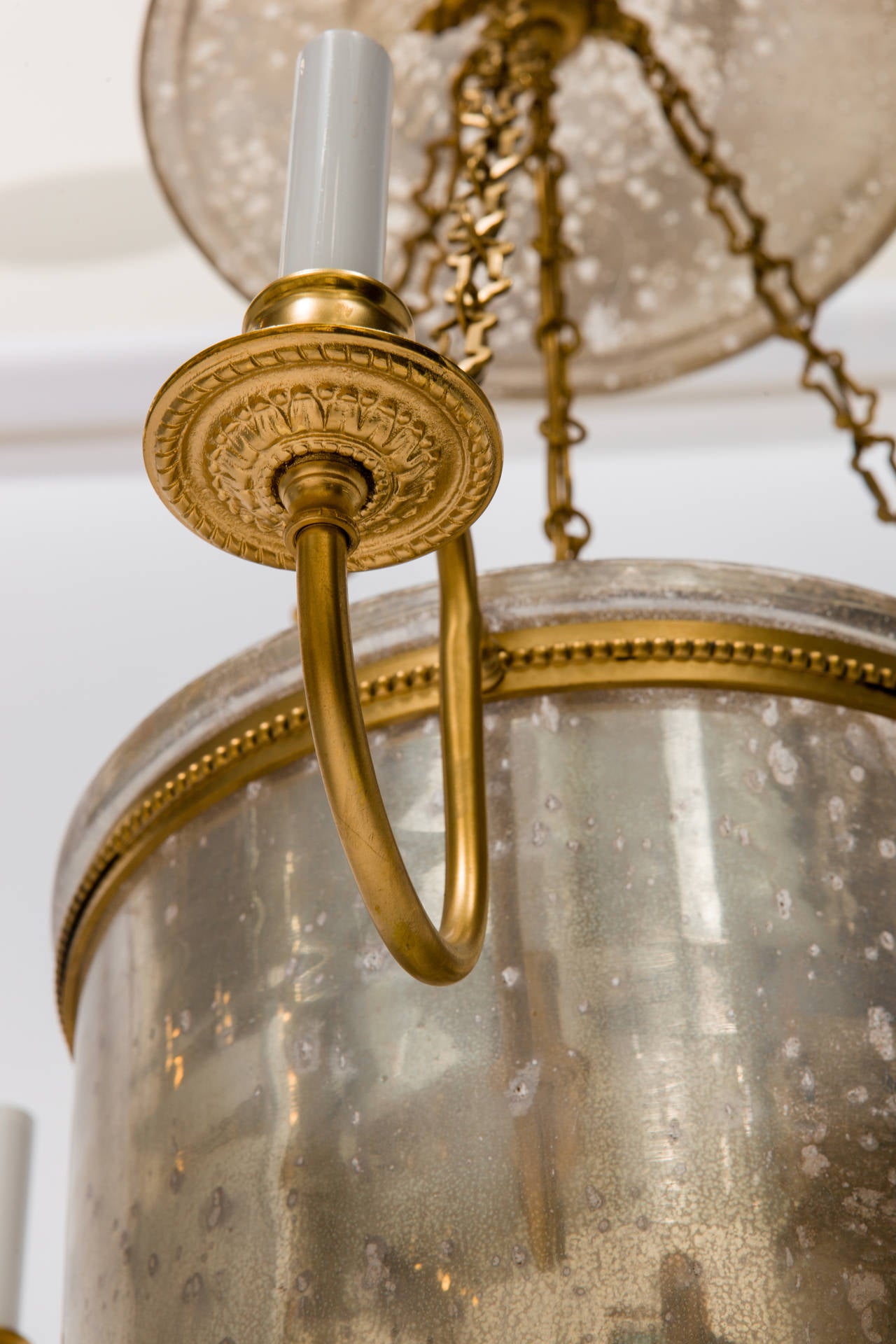 American Mercury Glass Bell Jar Hurricane Lantern For Sale