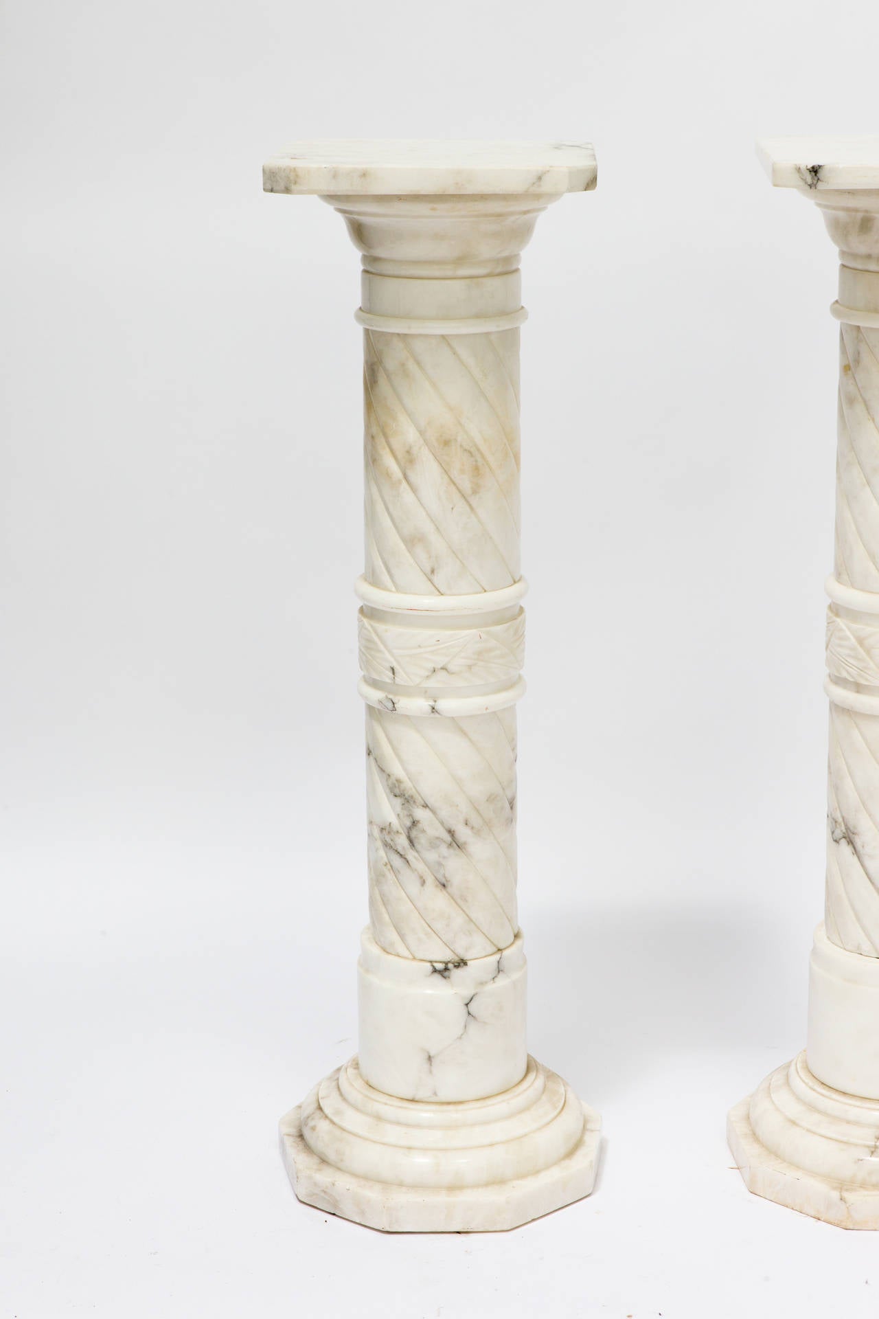 Pair of Marble Pedestals at 1stDibs