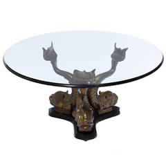 Brass Italian Dolphin Coffee Table