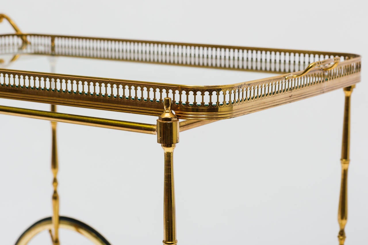 Mid-20th Century Faux Bamboo Brass Bar Cart