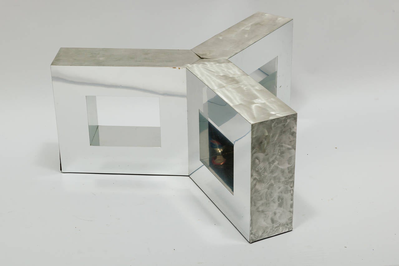 Metal table base.