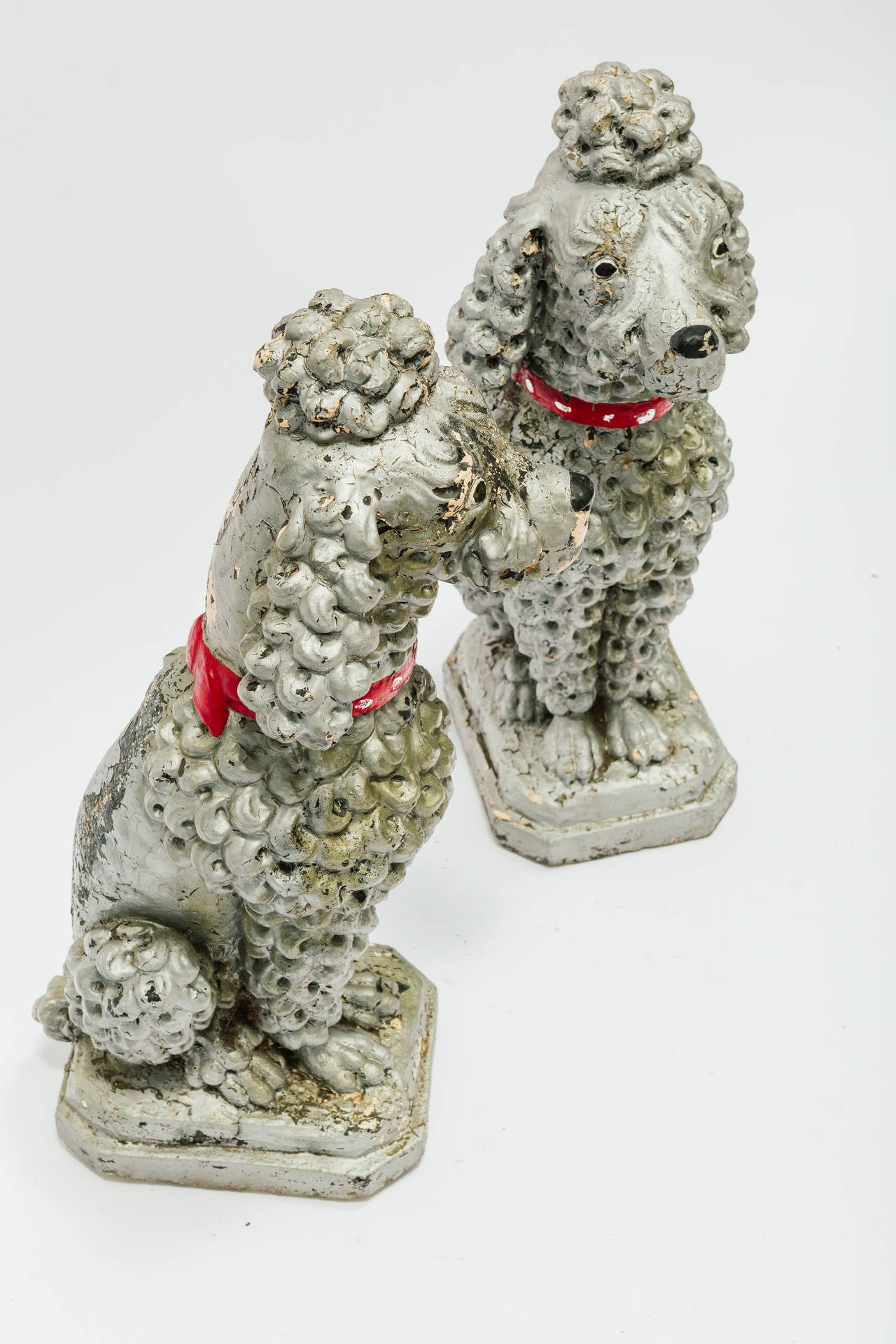 Pair of 1950s Concrete Poodles In Good Condition In Tarrytown, NY
