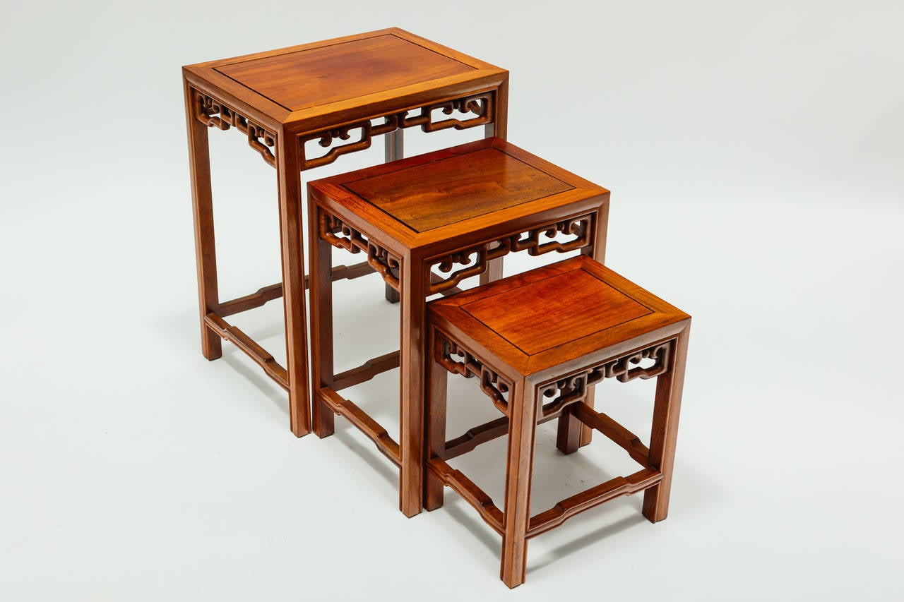 Mid-Century Modern Set of Asian Modern Teak Nesting Tables