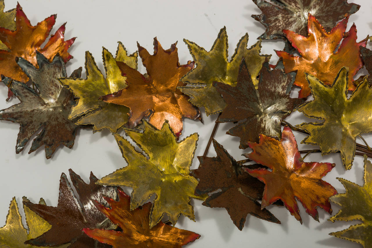 Curtis Jere Style Maple Leaf Wall Sculpture In Good Condition In Tarrytown, NY