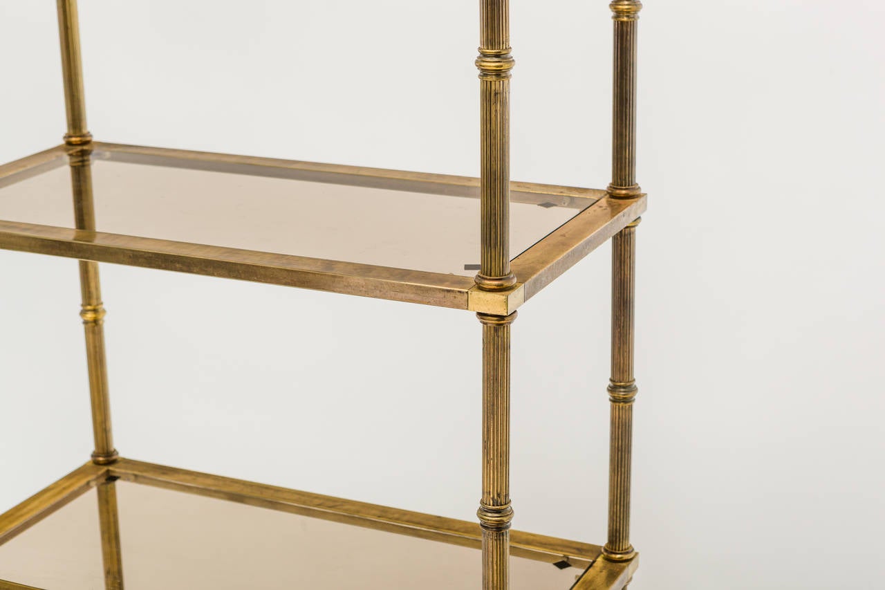 Late 20th Century Pair of Regency Style Brass Plated Etageres