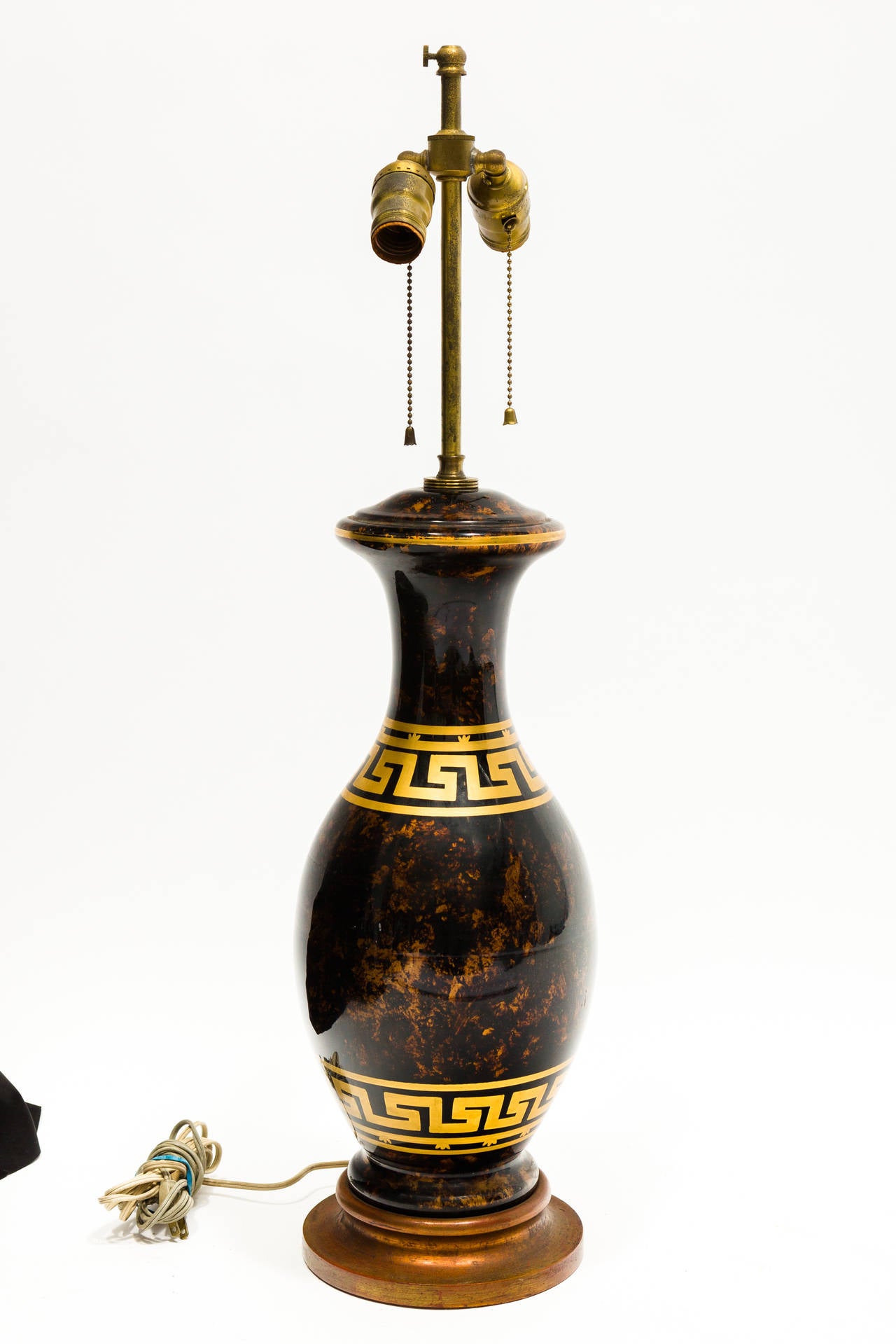 Pair of Greek Key Glass Table Lamps at 1stDibs