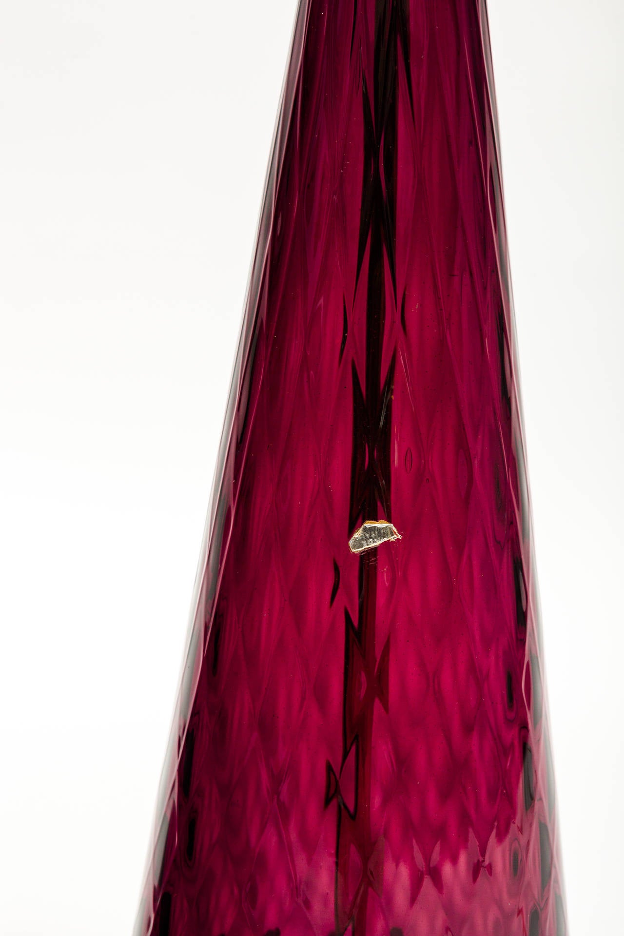 Mid-Century Modern Pair of Purple Murano Glass Table Lamps