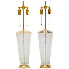Large Pair of Glass Lamps in the Manner of Venini 7