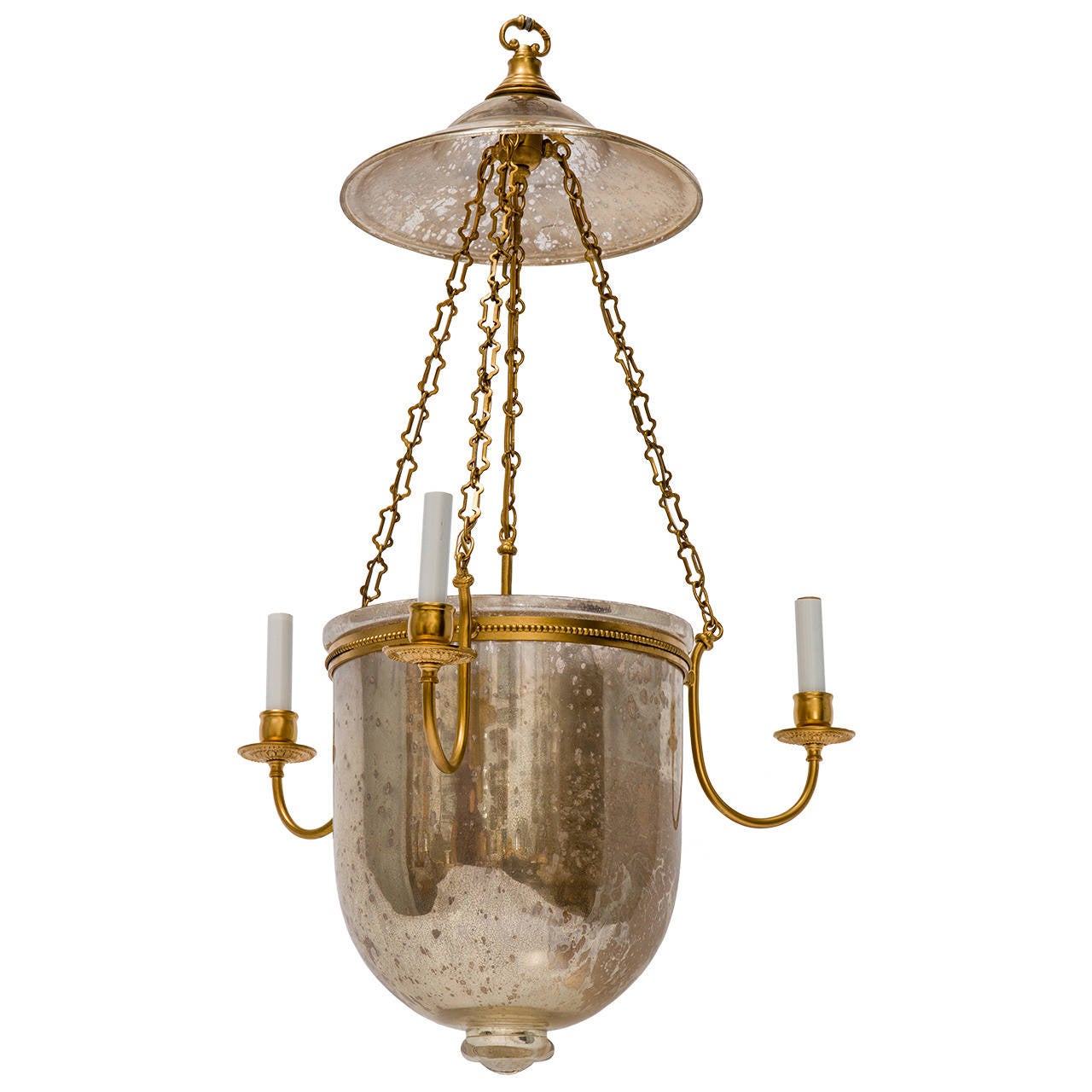Mercury Glass Bell Jar Hurricane Lantern at 1stdibs
