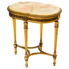 Neo Classical Giltwood Side Table with Onyx Top