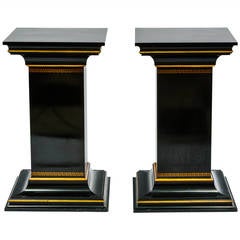 Pair of Lacquered Greek Key Pedestals