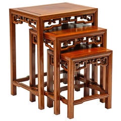 Vintage Set of Asian Modern Teak Nesting Tables
