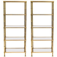 Pair of Regency Style Brass Plated Etageres
