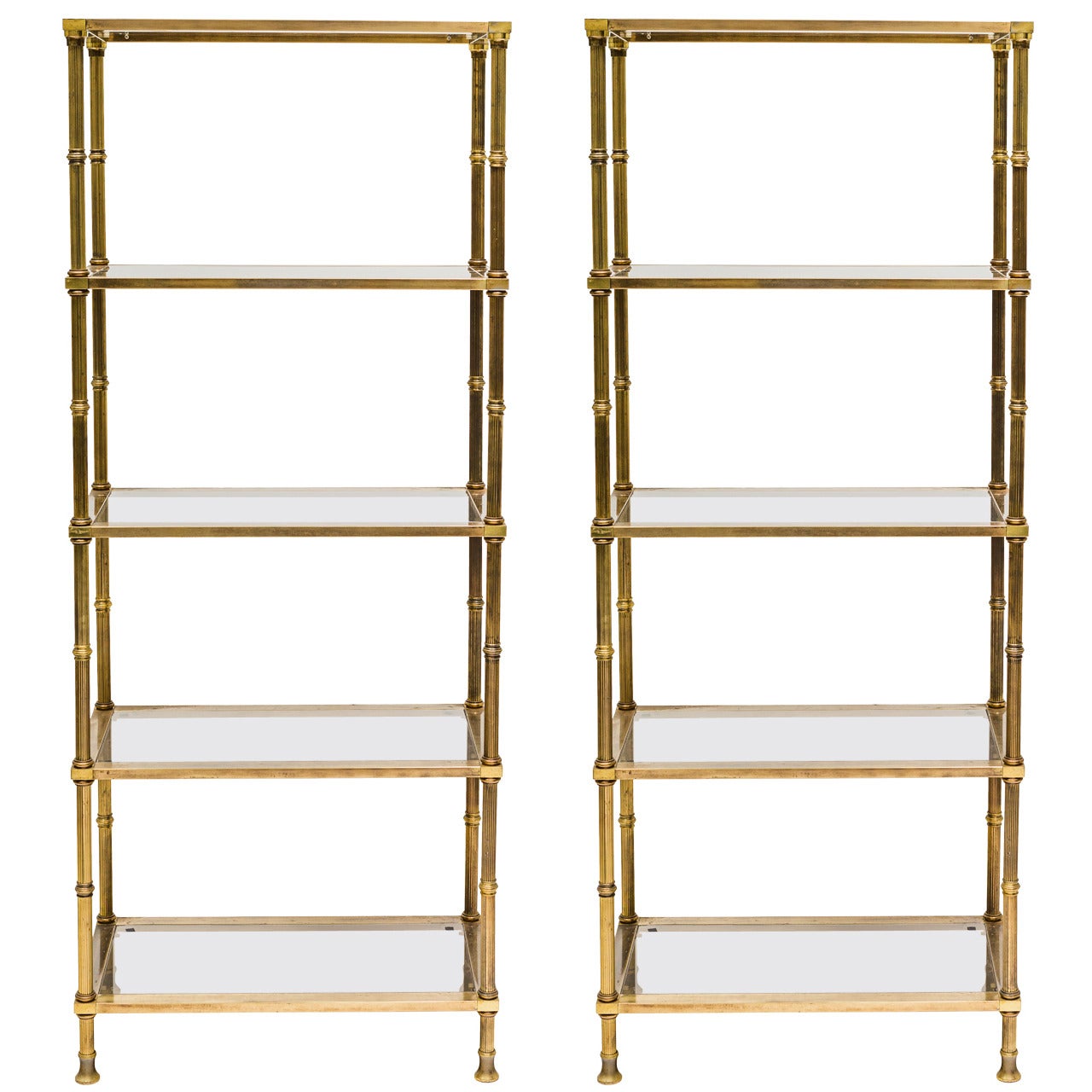 Pair of Regency Style Brass Plated Etageres