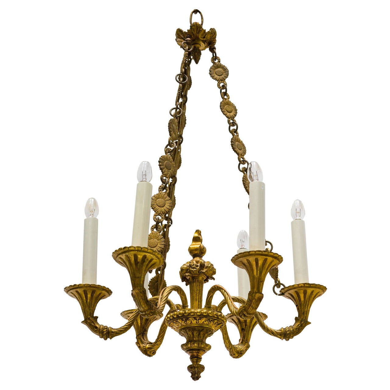 French Bronze SixLight Chandelier at 1stdibs