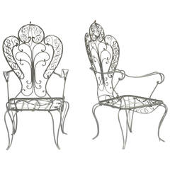Pair of 1940s French Iron Garden Chairs