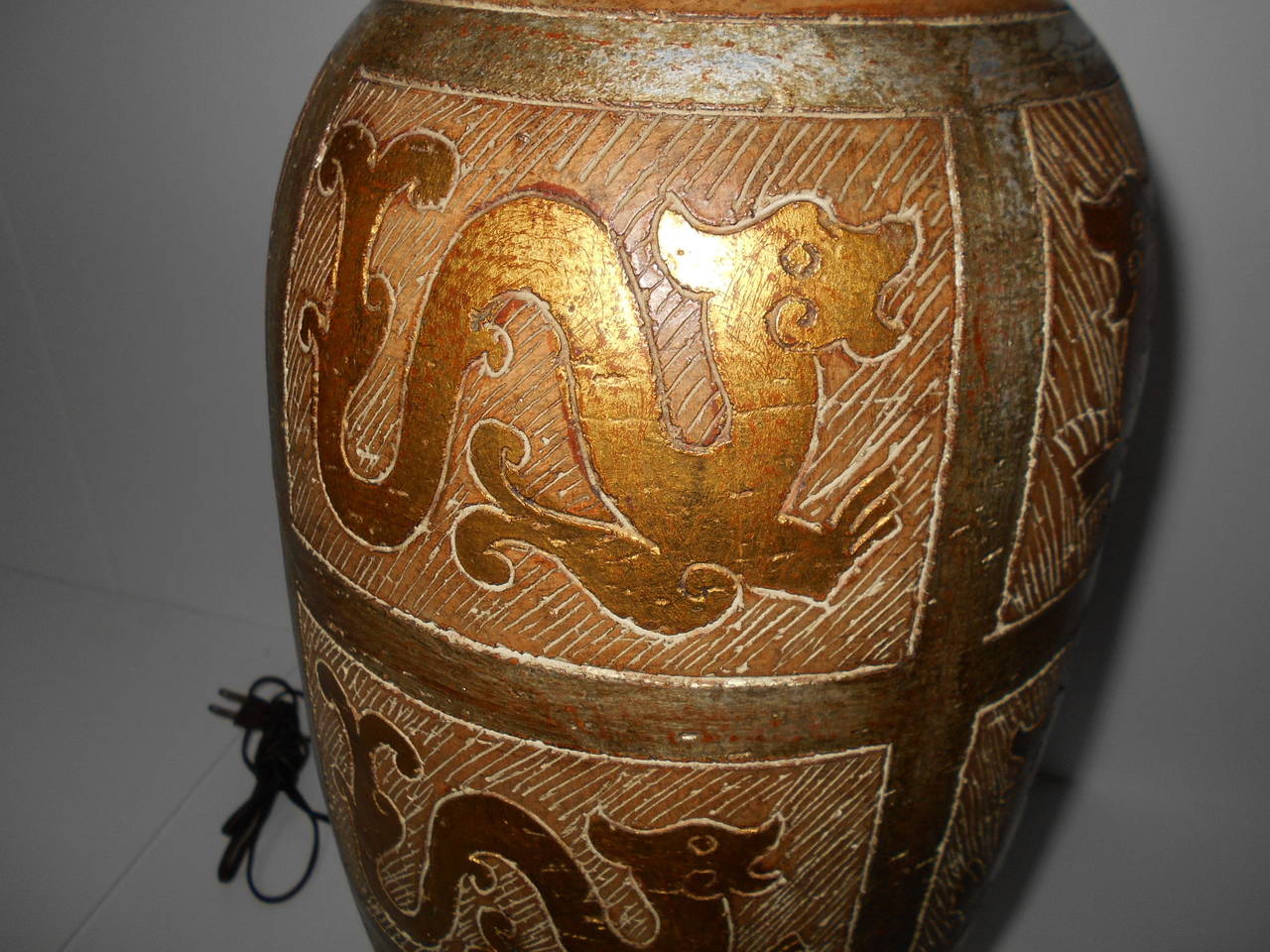 Mid-Century Modern Large Ugo Zaccagnini Italian Ceramic Table Lamp