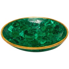 Malachite Bowl with Bronze Rim